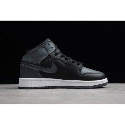 Nike Bayan Air Jordan 1 Mid Gs Siyah / Koyu Gri Basketbol Ayakkabısı Türkiye - HRWJW5SQ